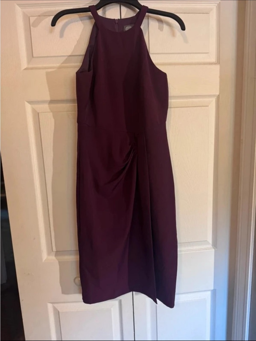 Plum Cocktail Dress with High Neck